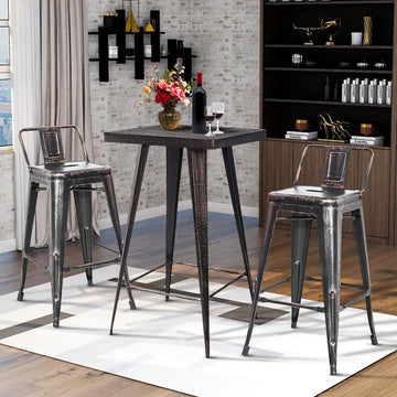 Distressed Metal Bar Set, Dining Set (Golden Black)