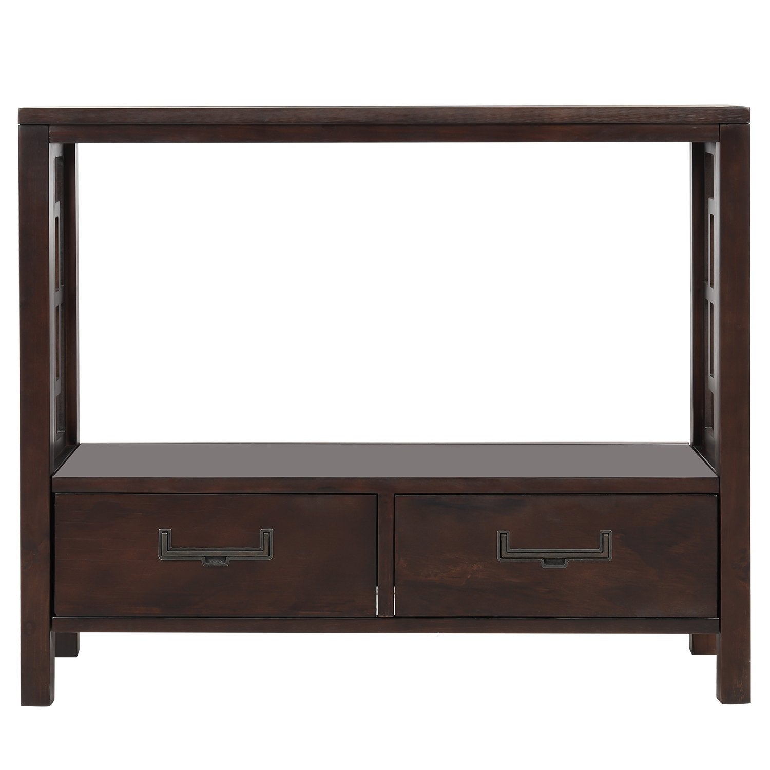 Console Sofa Table with Two Bottom Drawers, Farmhouse Narrow Sofa Table