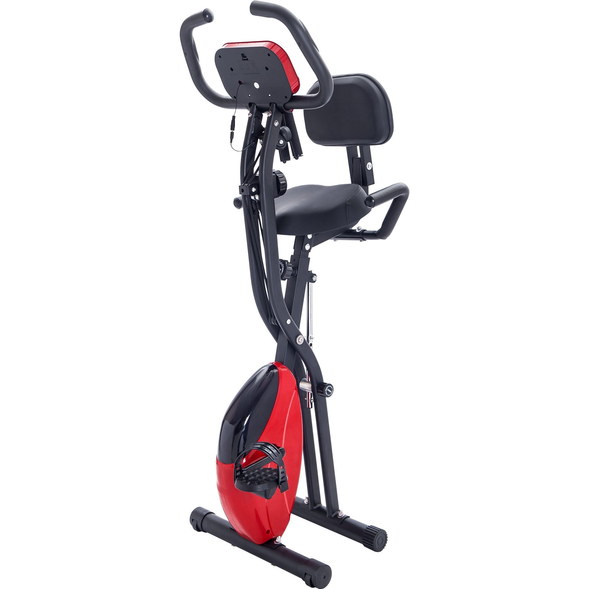Folding Exercise Bike with 10-Level Adjustable Resistance, Arm Bands and Backrest