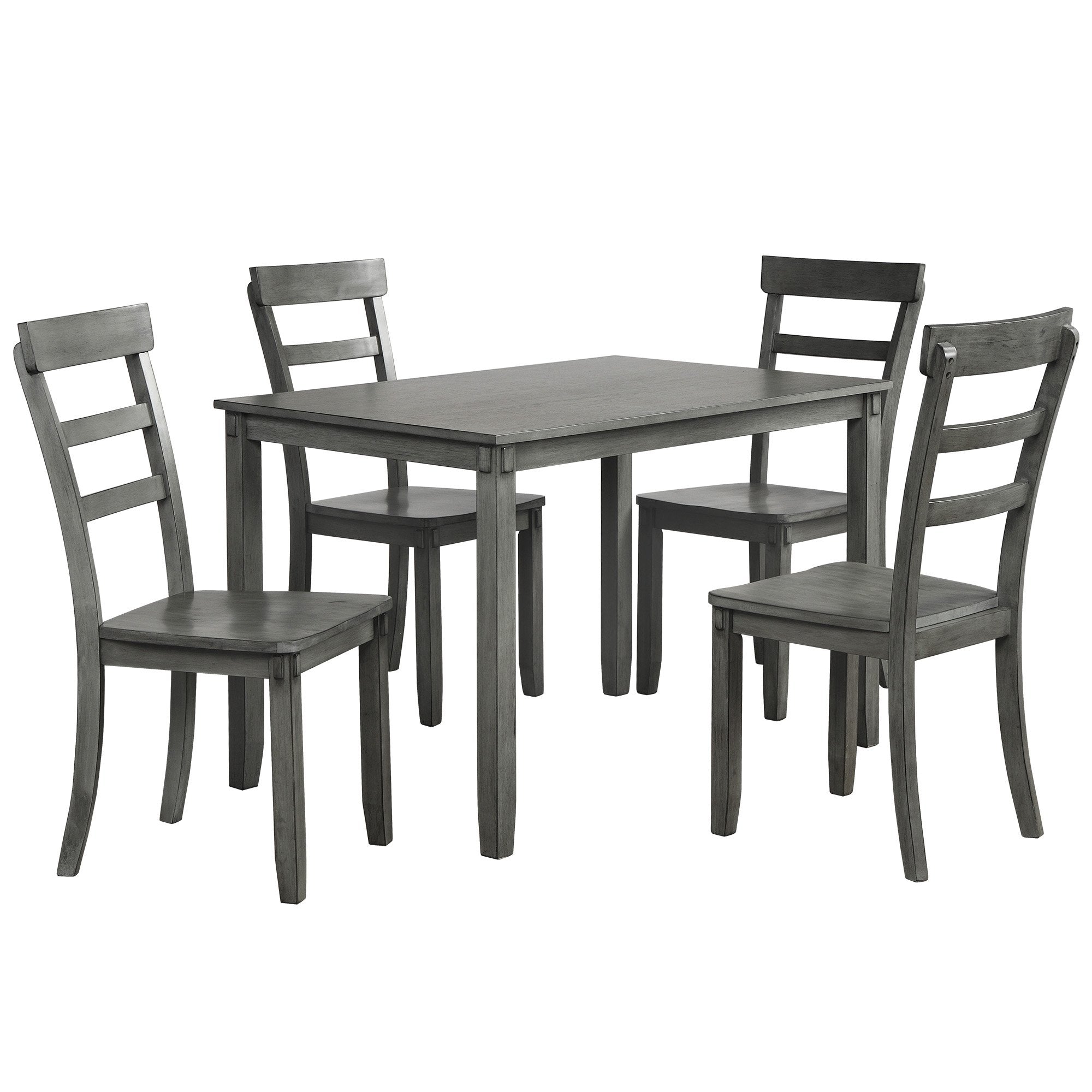 5-piece Kitchen Dining Table Set Wood Table and Chairs Set (Grey)