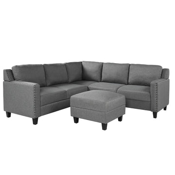 2 Piece Living Room Rivet Modern Upholstered Set with cushions