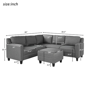 2 Piece Living Room Rivet Modern Upholstered Set with cushions