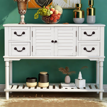 Console Table Sideboard for Entryway Sofa Table with Shutter doors and 4 Storage Drawers