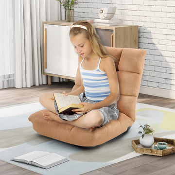 Fabric Upholstered Folding Lazy Sofa Chair Adjustable Floor Sofa Chair