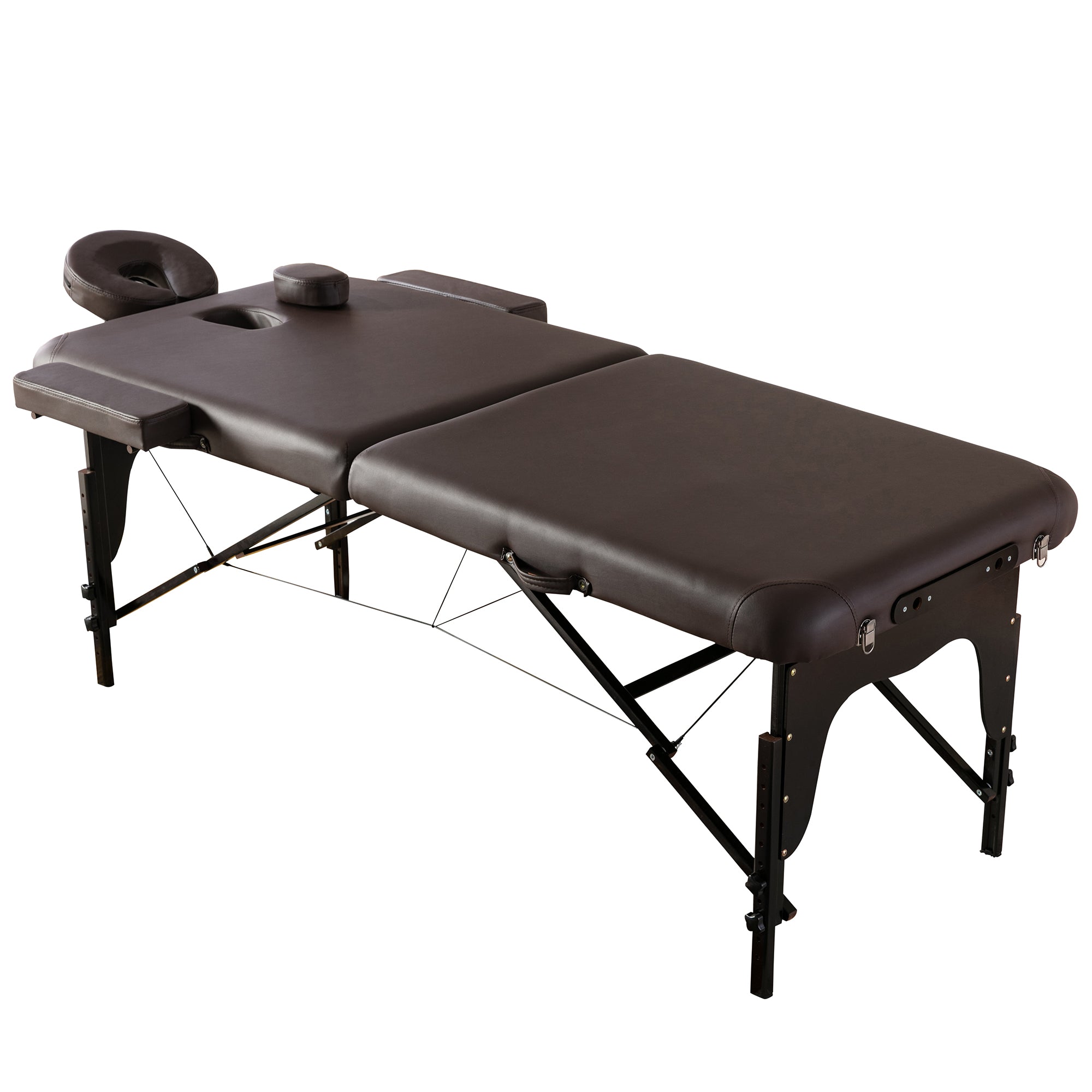 Portable Massage table, 2 Section Wooden Adjustable Folding Massage Table, PU leather  Spa  Bed