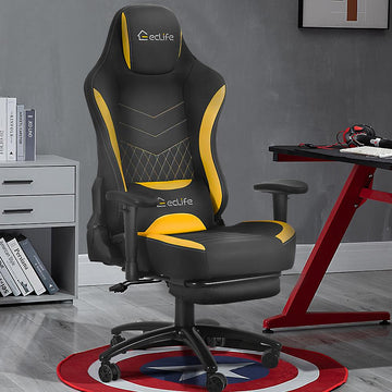 Massage Gaming Chair in PU Leather-Yellow