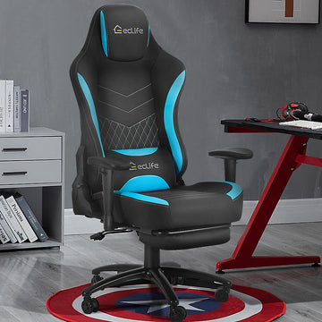 Massage Gaming Chair in PU Leather-Blue