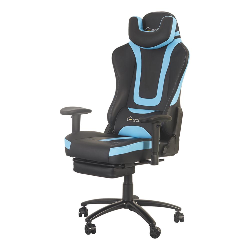 Massage Gaming Chair with Wooden S-shape Frame Construction-Blue