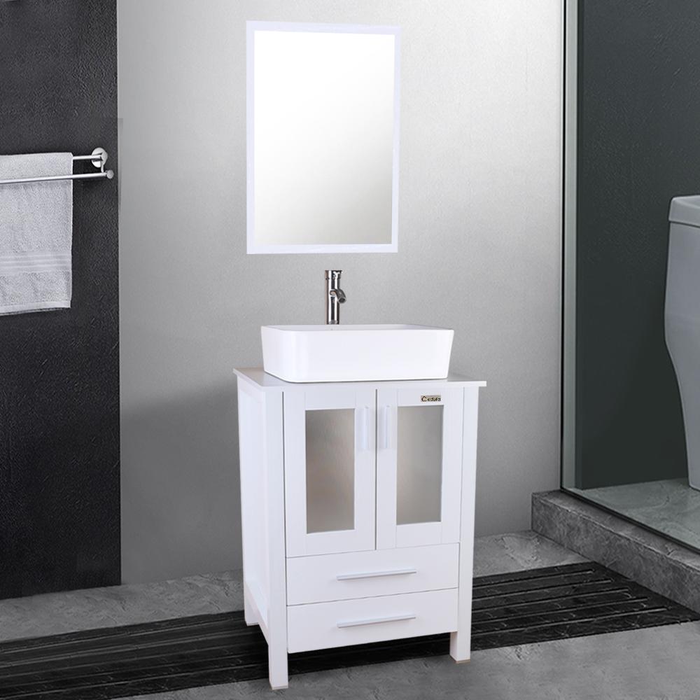 Modern and Stylish Bathroom Vanity with Two Drawers in White