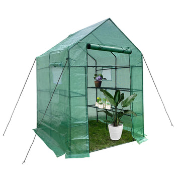 Mini Walk-in Greenhouse Indoor Outdoor -2 Tier 8 Shelves- Portable Plant Gardening Greenhouse, Grow Plant Herbs Flowers Hot House
