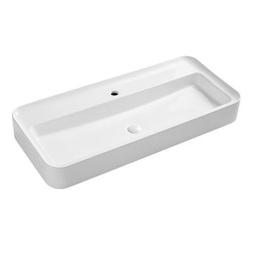 Ceramic Rectangular Wall-mounted White Bathroom Sink Art Basin