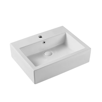 Ceramic Rectangular Wall-mounted White Bathroom Sink Art Basin