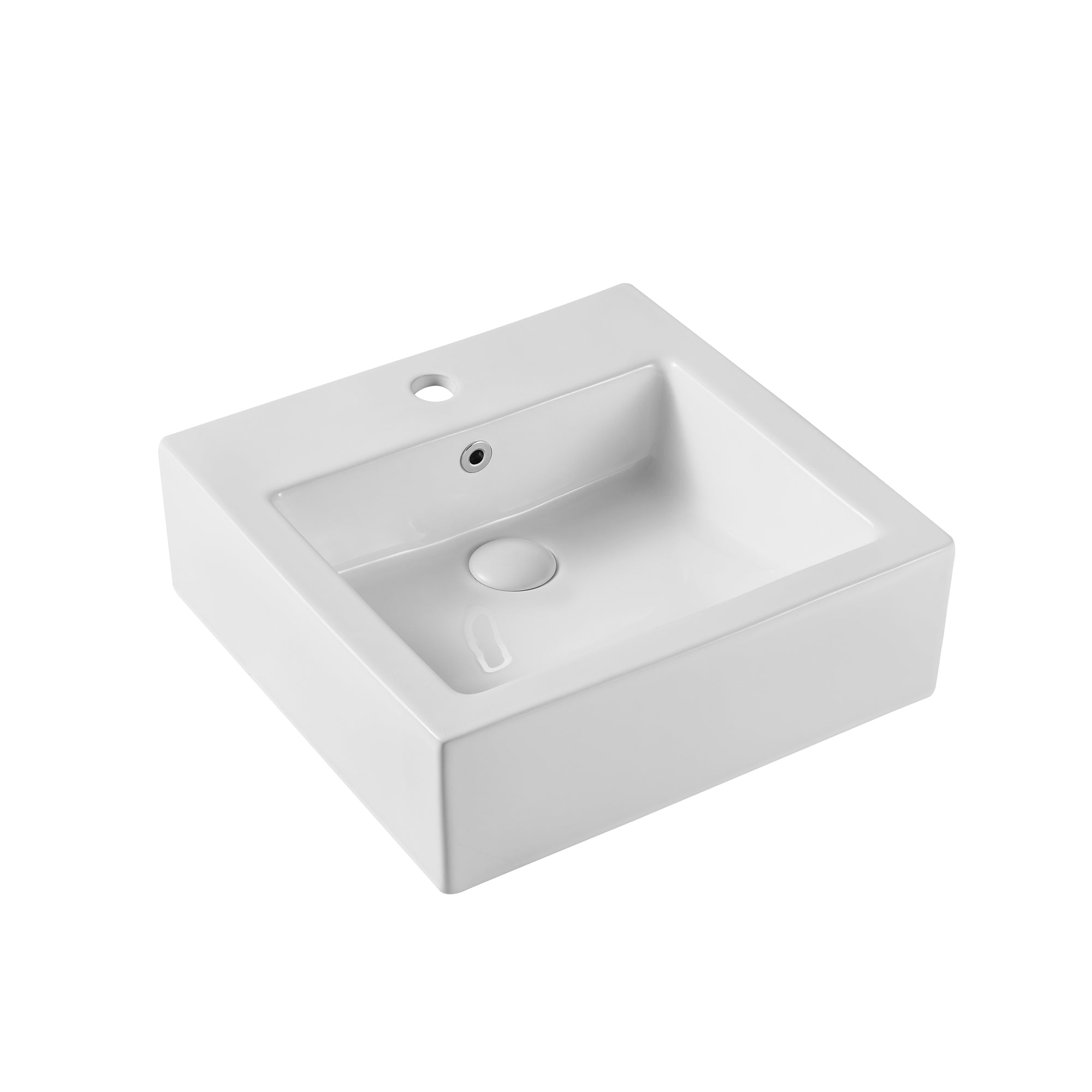 Ceramic Square Wall-mounted White Bathroom Sink Art Basin