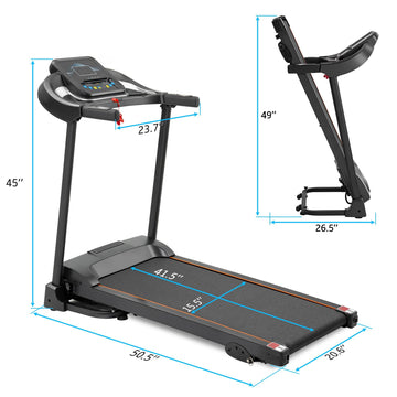 Easy Folding Treadmill with Audio Speakers and Incline Adjuster