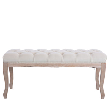 French Style Natural Rubber Wood Bench,Beige