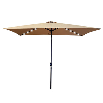 Outdoor Patio Umbrella 10 Ft x 6.5 Ft Rectangular with Crank in Taupe