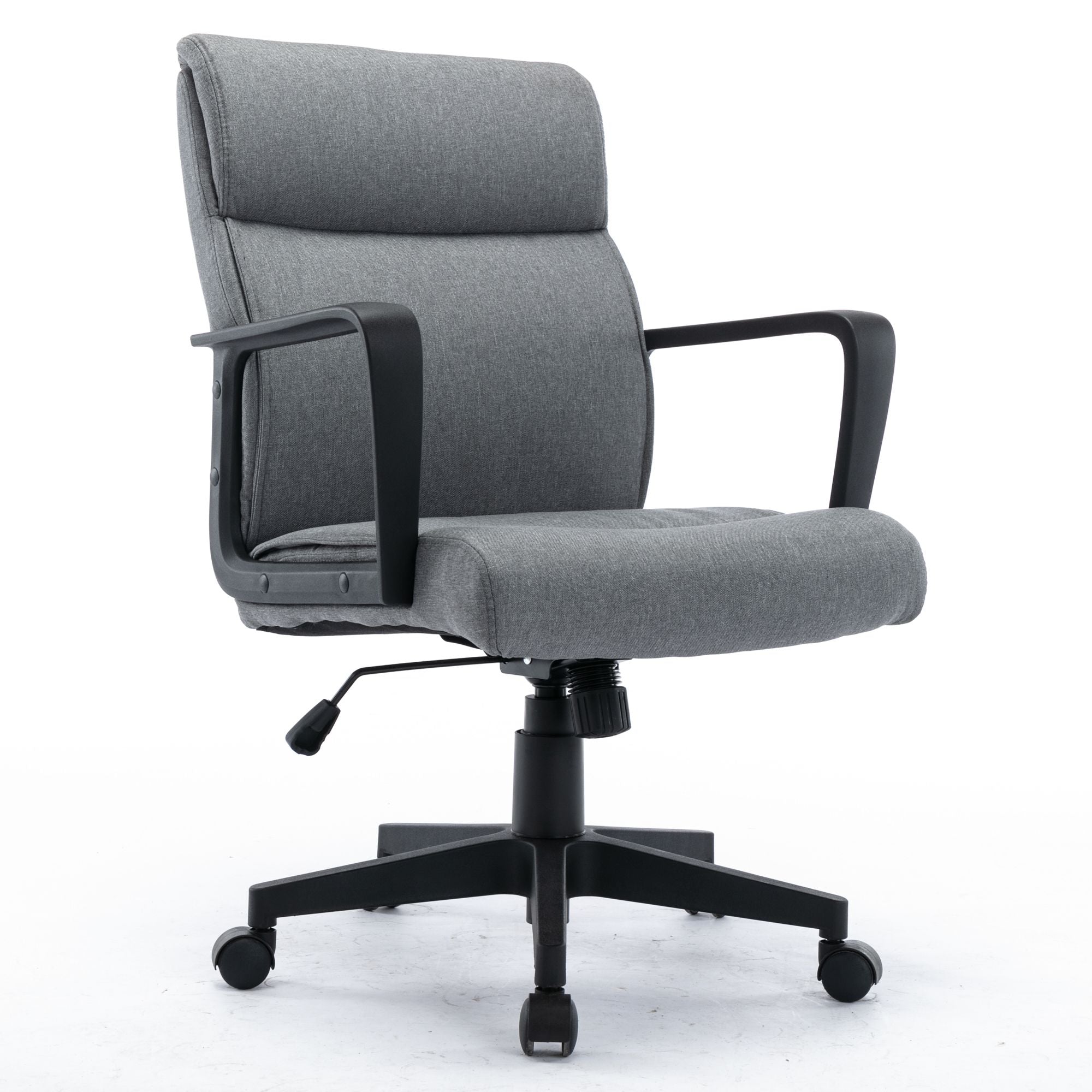 Office Chair Spring Cushion Mid Back Executive Desk Fabric Chair with PP Arms 360 Swivel Task Chair