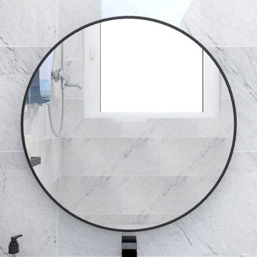 24" Wall Circle Mirror Large Round Farmhouse Circular Mirror for Wall Decor Big Bathroom Make Up Vanity Mirror Entryway Mirror