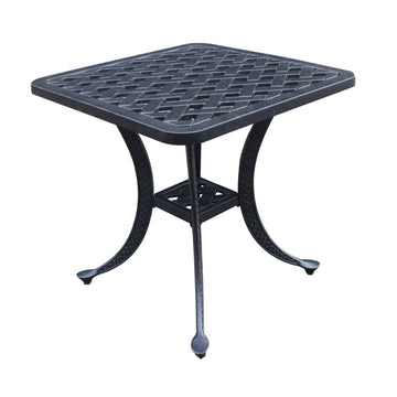 Outdoor Patio Cast Aluminum 21 Inch Square Standard End Table In Dark Grey