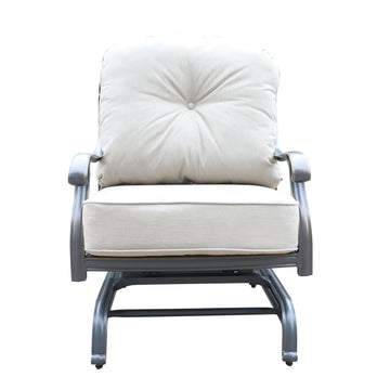 Outdoor Patio Cast Aluminum Frame High Back Club Motion Chair With Cushion