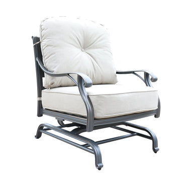 Outdoor Patio Cast Aluminum Frame High Back Club Motion Chair With Cushion