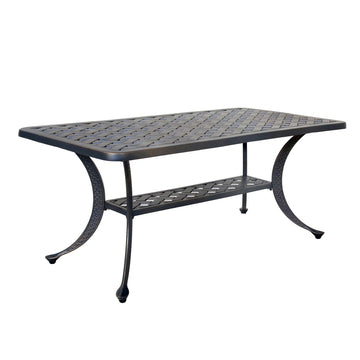 Outdoor Patio Cast Aluminum 21 x 42 inch Standard coffee table In Dark Grey