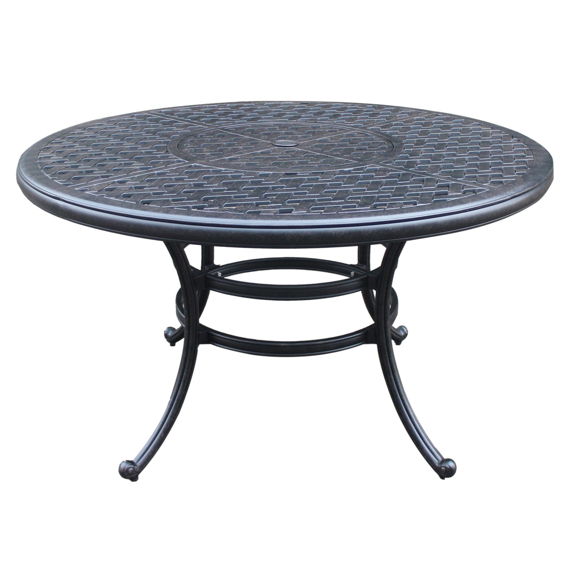 Outdoor Patio Cast Aluminum 52 Inch Diameter Round Dining Table In Dark Grey