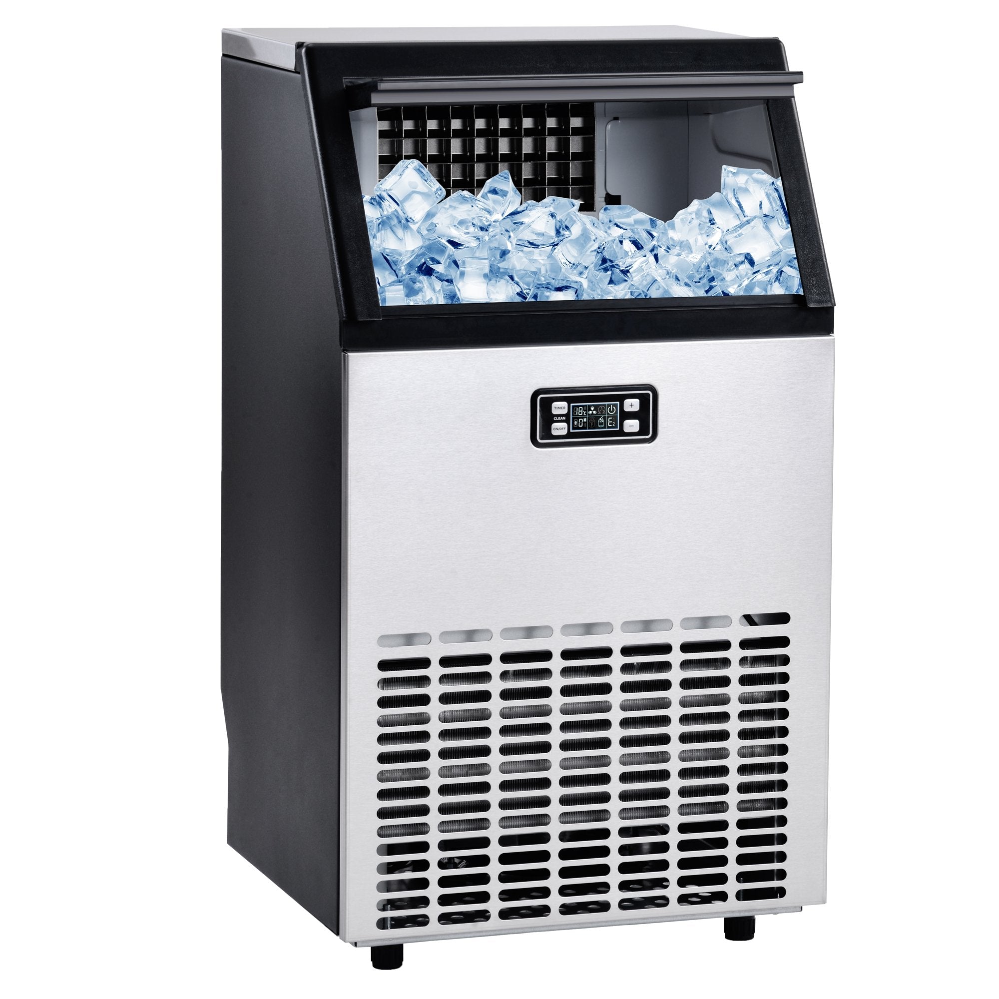 Freestanding Commercial Ice Maker Machine 100LBS/24H, Auto-Clean Built-in Automatic Water Inlet Clear Ice Cube Maker with Scoop