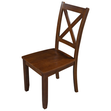 2-Piece X-Back Wood Breakfast Nook Dining Chairs for Small Places, Brown