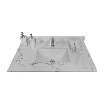 37 inch bathroom vanity top stone carrara white new style tops with rectangle undermount ceramic sink and single faucet hole