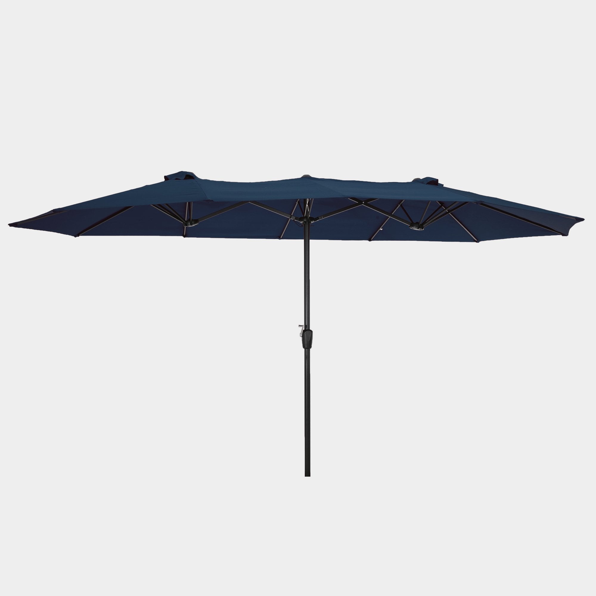 15x9ft Large Double-Sided Rectangular Outdoor Twin Patio Market Umbrella w/Crank- Blue