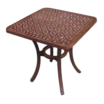 Outdoor Patio Cast Aluminum 21 Inch Square Side Table In Rustic Brown