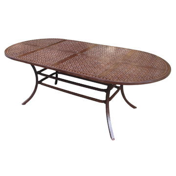 Outdoor Patio Cast Aluminum 42 x 84 Inch Oval Dining Table In Rustic Brown