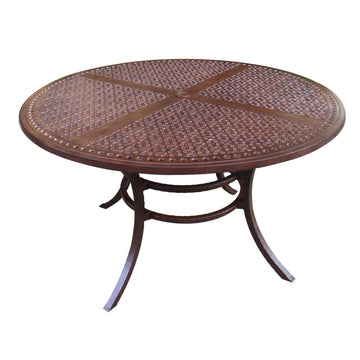 Outdoor Patio Cast Aluminum 60 Inch Diameter Round Dining Table In Rustic Brown