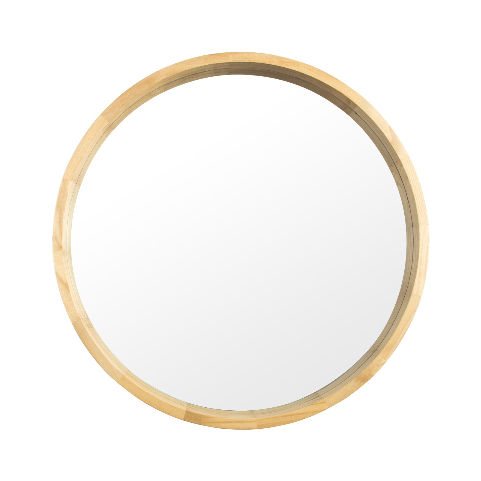 Circle Mirror with Wood Frame, Round Modern Decoration Large Mirror for Bathroom Living Room Bedroom Entryway, Walnut Natural, 30"