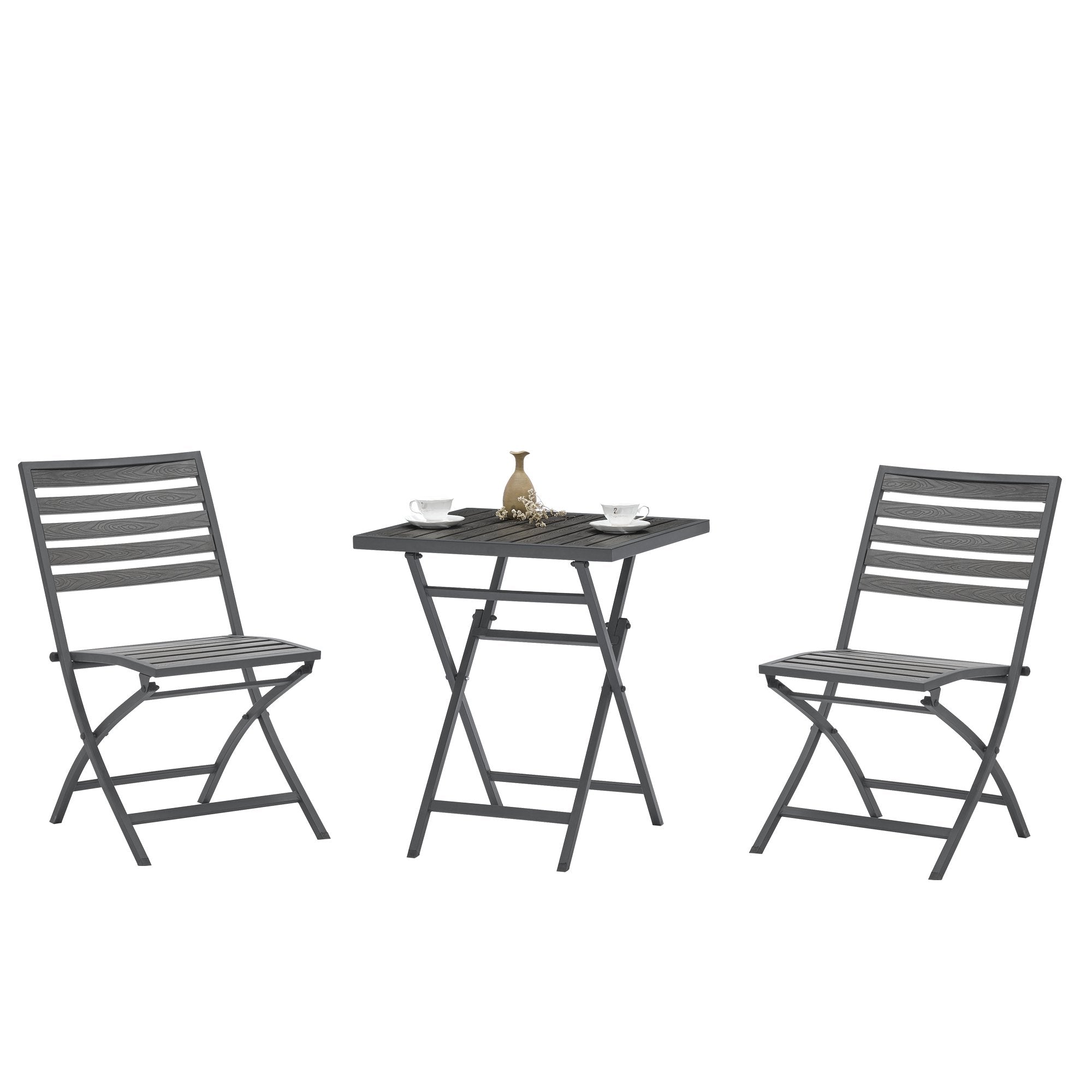 Modern outdoor plastic wood folding table and chair 3PCS (2 Chairs+1 table)