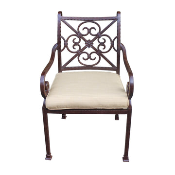 Outdoor Cast Aluminum Stacking Arm Chair With Cushion (Set of 2)