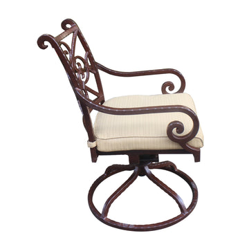 Outdoor Cast Aluminum Swivel Rocker With Cushion In Beige (Set of 2)