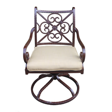 Outdoor Cast Aluminum Swivel Rocker With Cushion In Beige (Set of 2)