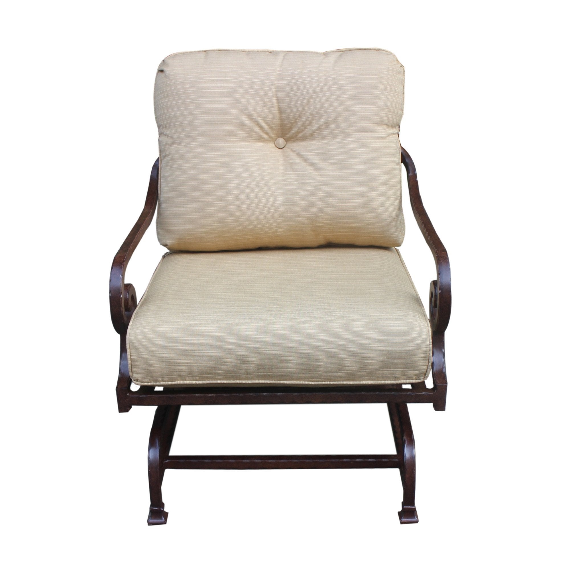 Outdoor Patio Cast Aluminum High Back Club Motion Chair With Cushion
