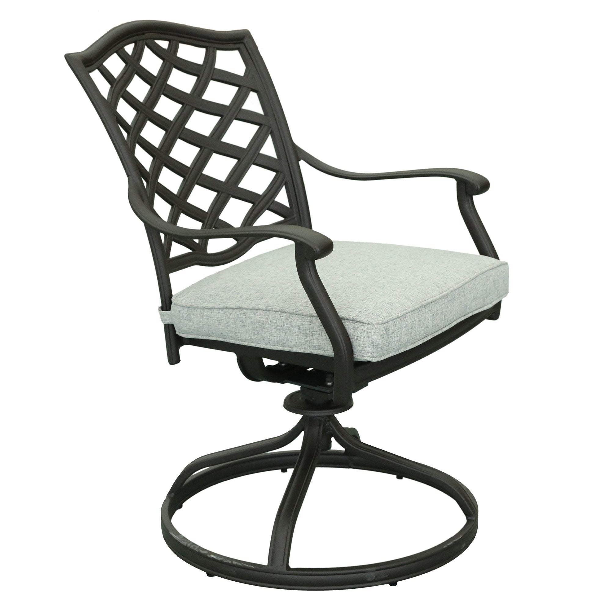 Outdoor Cast Aluminum Dining Swivel Chair With Cushion(Set of 2)