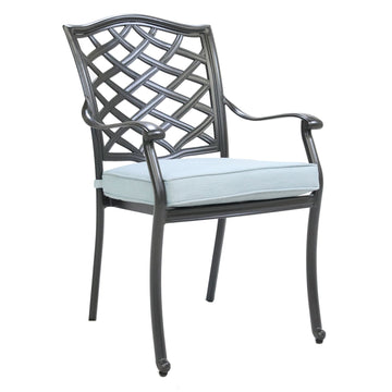 Outdoor Cast Aluminum Dining Arm Chair With Cushion(Set of 2)