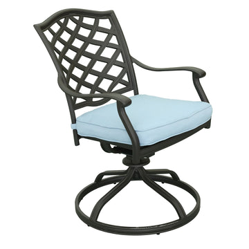 Outdoor Cast Aluminum Dining Swivel Chair With Cushion(Set of 2)