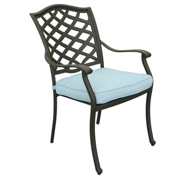 Outdoor Cast Aluminum Dining Arm Chair With Cushion(Set of 2)