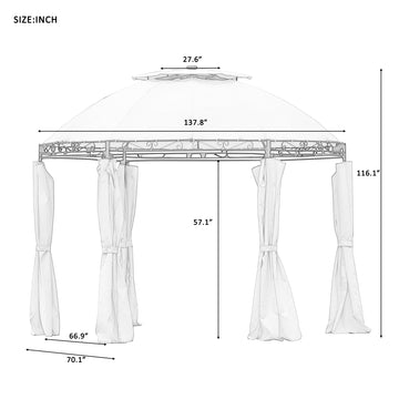 Outdoor Gazebo Steel Fabric Round Soft Top Gazebo，Outdoor Patio Dome Gazebo with Removable Curtains