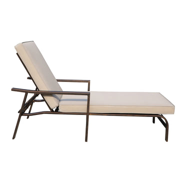 Outdoor Patio Aluminum Frame Chaise Lounge With Cushion