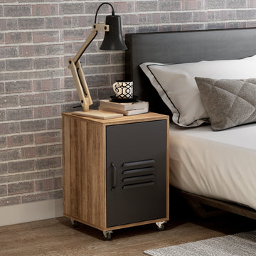 Clihome® | 1 Door Storage Cabinet With Wheels, Nightstand, Bedside Table