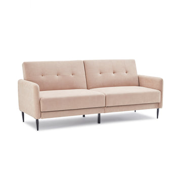 Linen Upholstered Modern Convertible Folding Futon Sofa Bed