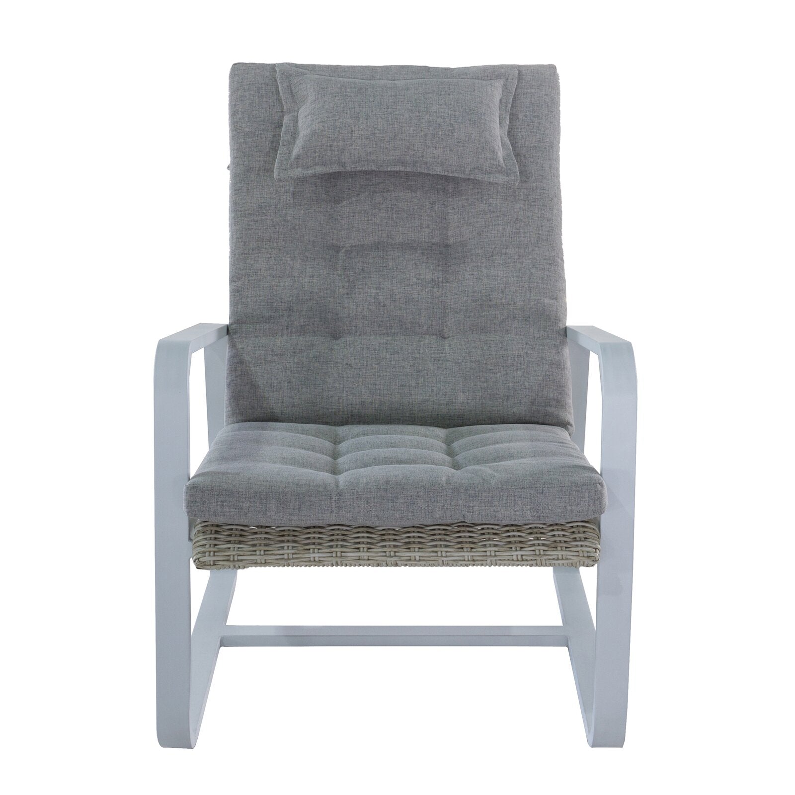 Outdoor Aluminum Frame Reclining Club Chair With Gray Cushion