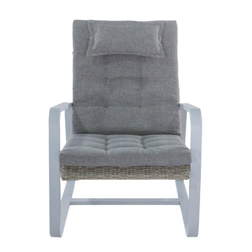 Outdoor Aluminum Frame Reclining Club Chair With Gray Cushion